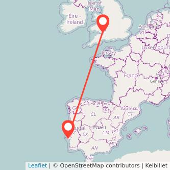 Cardiff Lisbon flight map