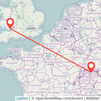 Cardiff Zurich train map