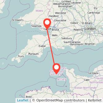 Cardiff Guernsey flight map