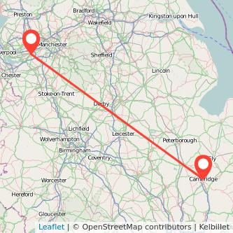 Cambridge Warrington train map