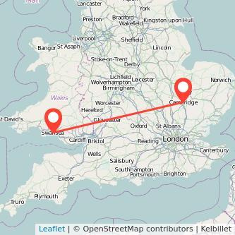 Cambridge Swansea train map