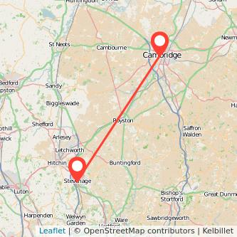 Cambridge Stevenage train map