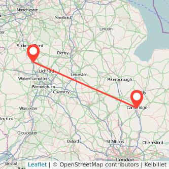 Cambridge Stafford train map