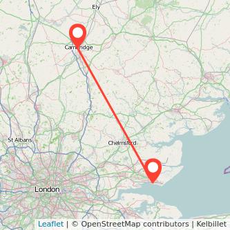 Cambridge Southend-on-Sea bus map