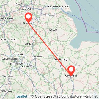 Cambridge Sheffield train map