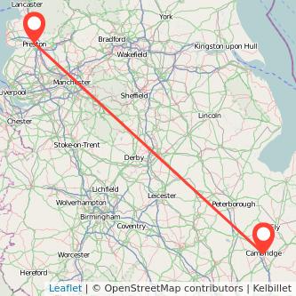 Cambridge Preston train map