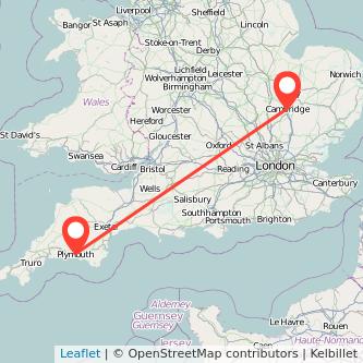 Cambridge Plymouth train map