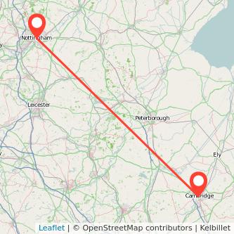 Cambridge Nottingham bus map