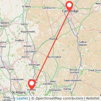 Cambridge Hatfield train map