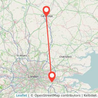 Cambridge Dartford train map
