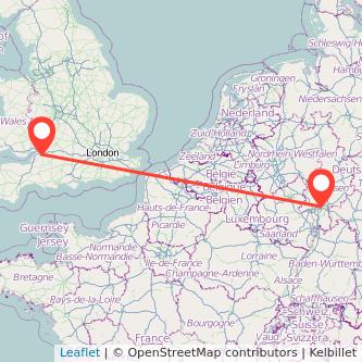 Bristol Frankfurt flight map