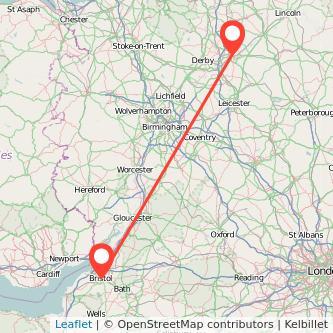 Bristol Nottingham bus map