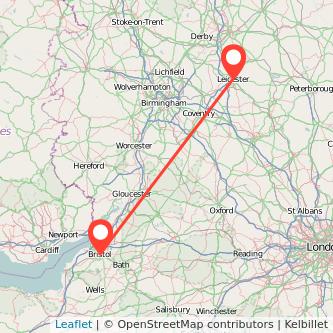 Bristol Leicester train map