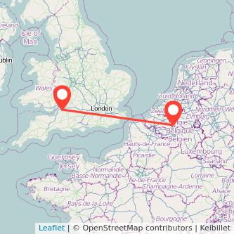 Bristol Brussels train map