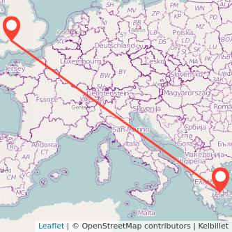 Bristol Athens flight map