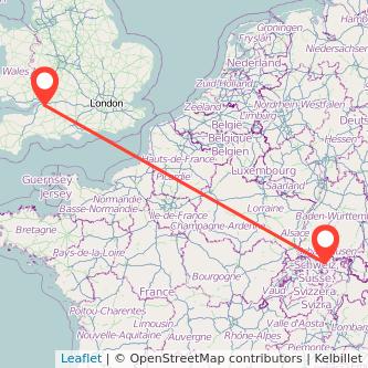 Bristol Zurich train map