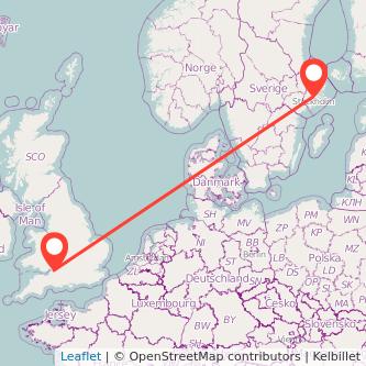 Bristol Stockholm flight map