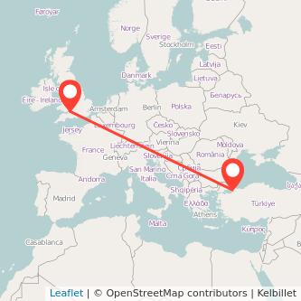 Bristol Istanbul flight map