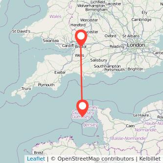 Bristol Guernsey flight map
