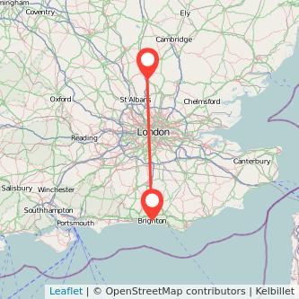 Brighton Stevenage train map