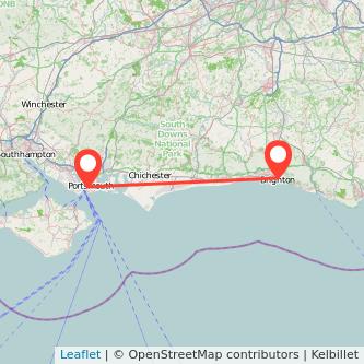 Brighton Portsmouth bus map