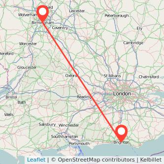 Brighton Birmingham bus map