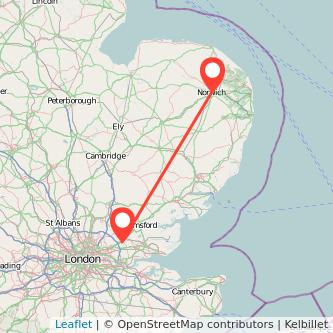 Brentwood Norwich train map