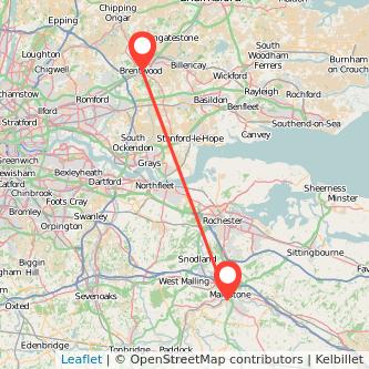 Brentwood Maidstone bus map