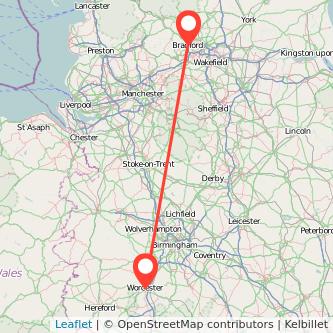 Bradford Worcester train map