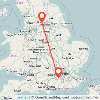 Bradford Woking train map