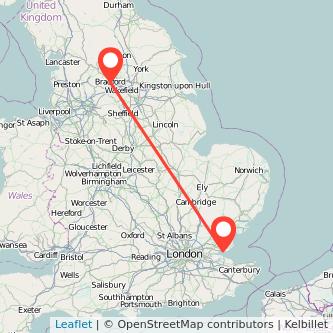 Bradford Southend-on-Sea bus map