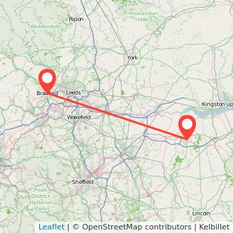 Bradford Scunthorpe train map