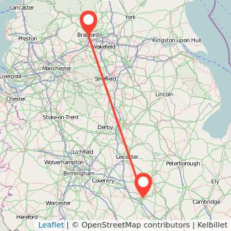 Bradford Northampton train map