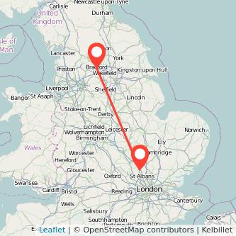 Bradford Luton train map