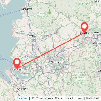 Bradford Liverpool bus map