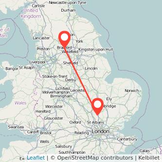 Bradford Hitchin bus map