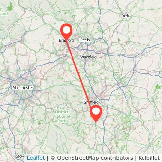 Bradford Chesterfield train map