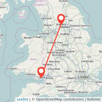 Bradford Cardiff train map