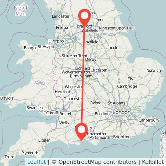 Bradford Bournemouth train map