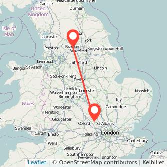 Bradford Aylesbury train map