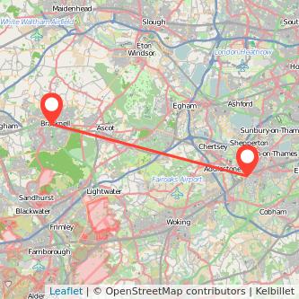 Bracknell Weybridge bus map