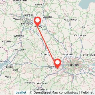 Bracknell Coventry bus map