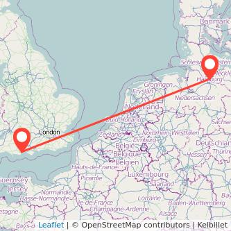 Bournemouth Hamburg flight map