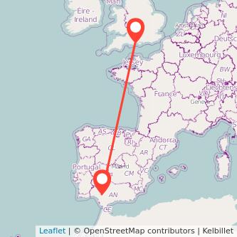 Bournemouth Seville flight map