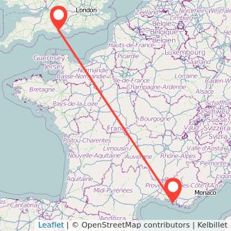 Bournemouth Marseille flight map