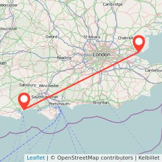 Bournemouth Southend-on-Sea train map