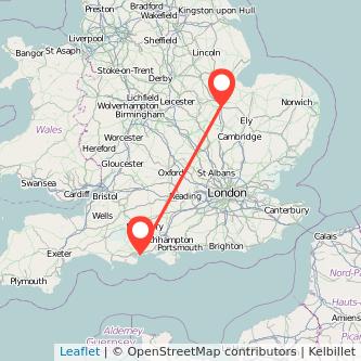 Bournemouth Peterborough train map