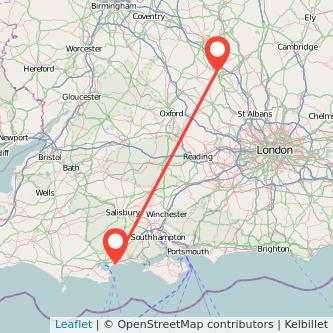 Bournemouth Milton Keynes train map