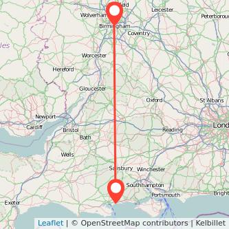 Bournemouth Birmingham bus map