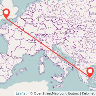 Bournemouth Athens flight map